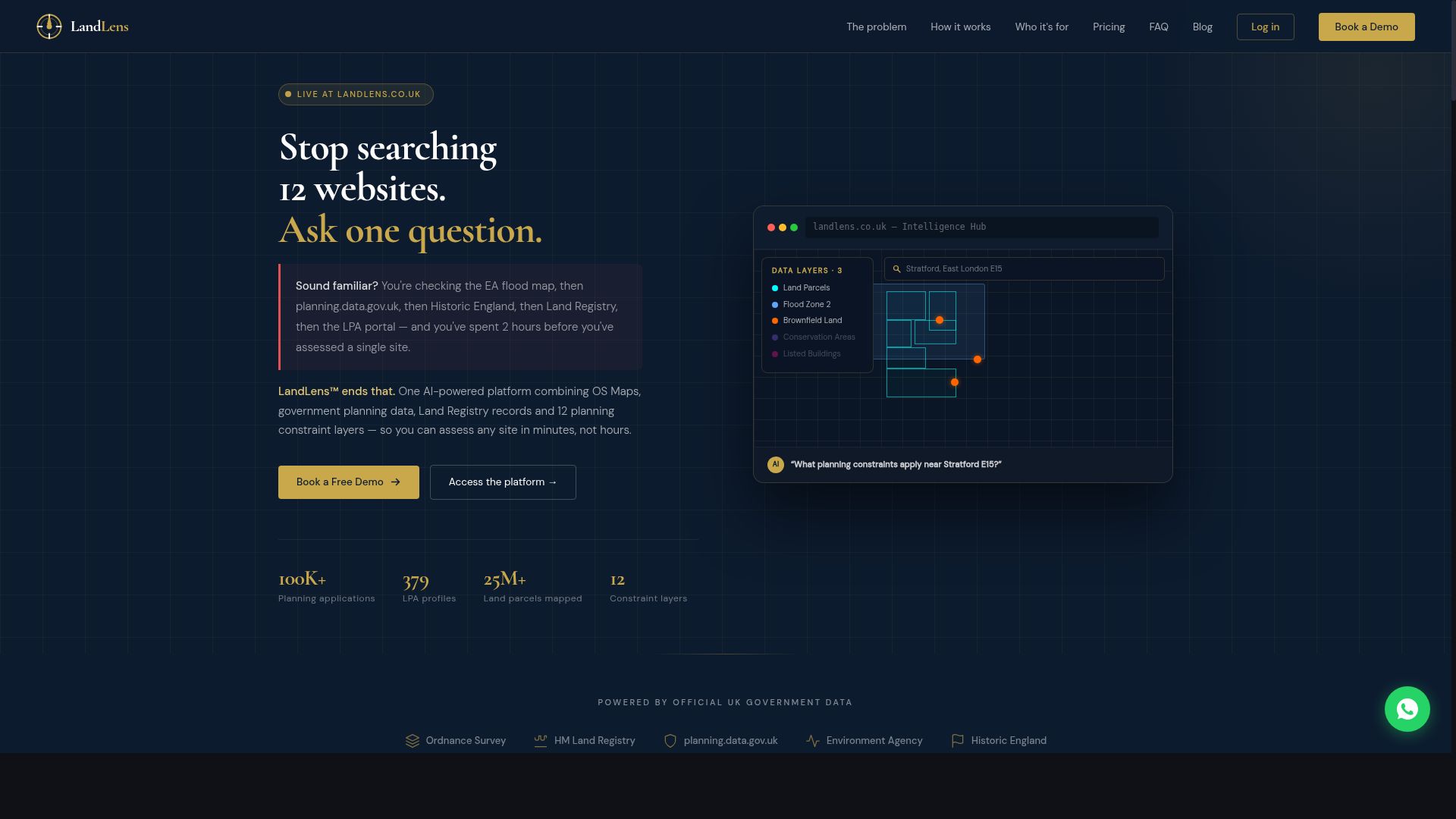 LandLens website screenshot - PropTech